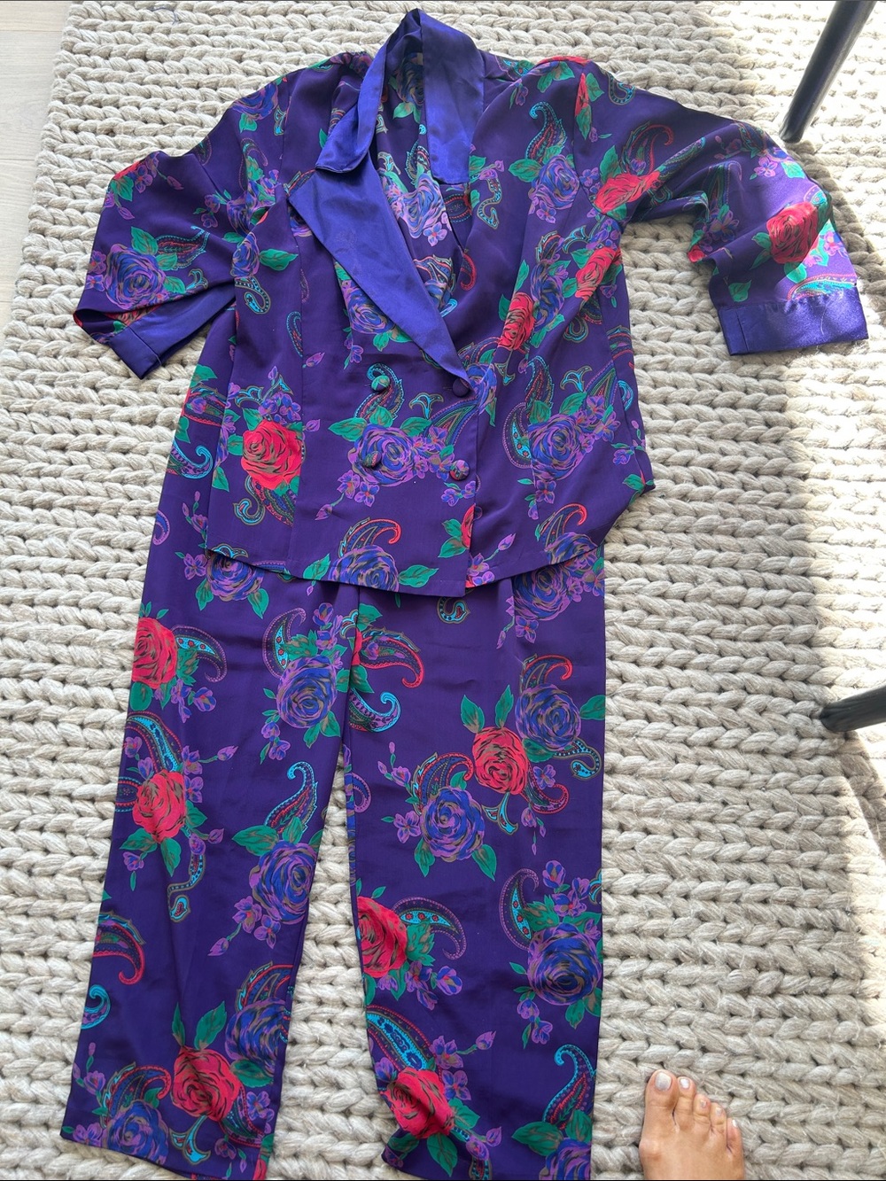 Victoria's Secret Purple Floral Paisley Satin Pajama Set